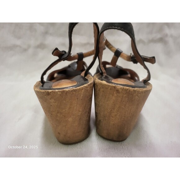 Clarks Artisan Collection Women's Black Wedge Cork Sandals 8m EUC - Picture 3 of 6